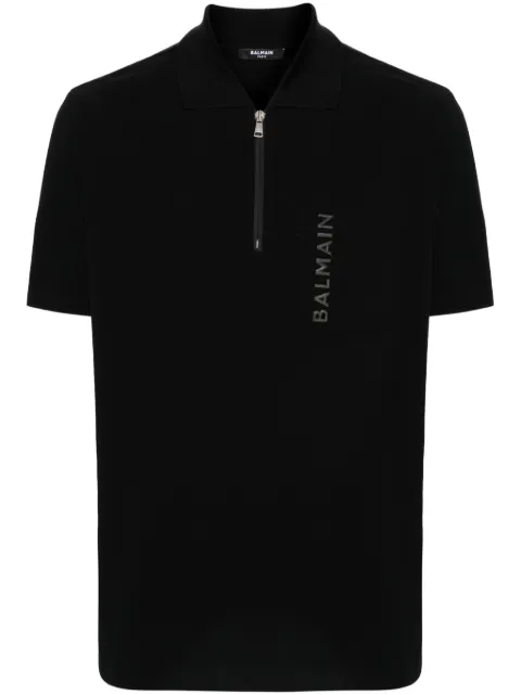 Balmain logo-lettering polo shirt Black CH1GC030BC61