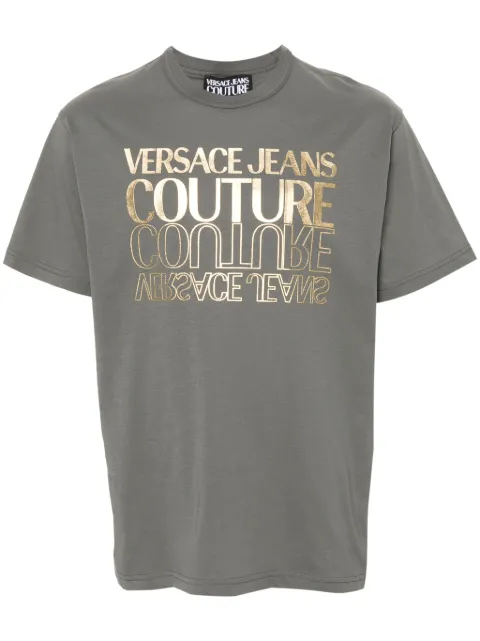 Versace Jeans Couture logo-print cotton T-shirt Grey 76GAHT10CJ00T