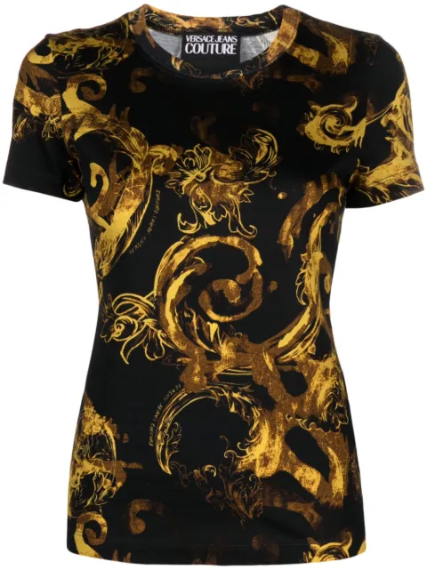 Versace Jeans Couture Watercolour Couture cotton T-shirt Black 76HAH6D8JS287