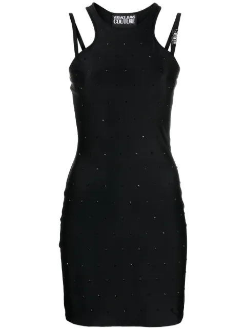 Versace Jeans Couture crystal-embellished mini dress Black 76HAOE05CJXXE