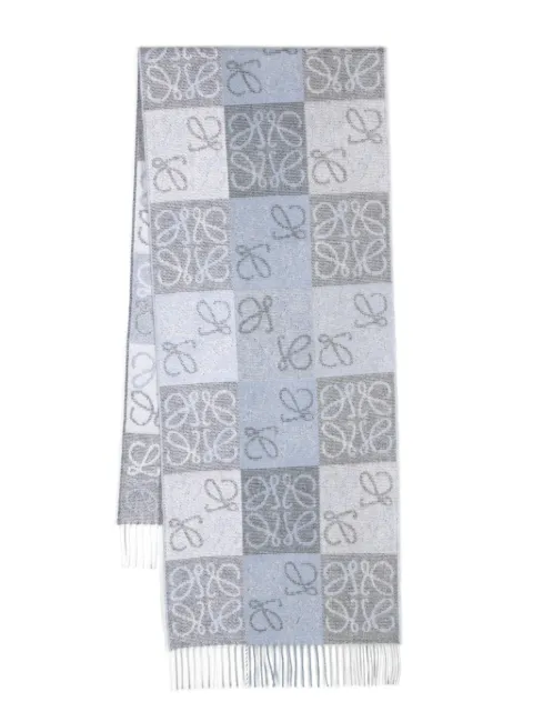 LOEWE Anagram-jacquard wool-blend scarf Blue F810487X17