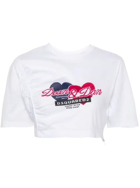 DSQUARED2 gathered cropped T-shirt White S75GD0345S23009