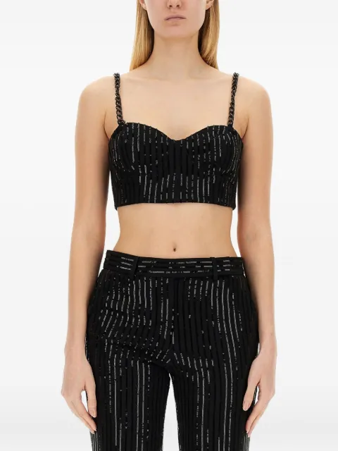 Michael Michael Kors Chain-strap striped top Black MH340JZENX001