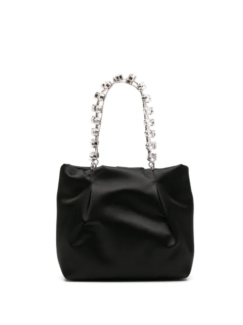 Aquazzura crystal-embellished satin tote bag Black GCYMTOT0SAT