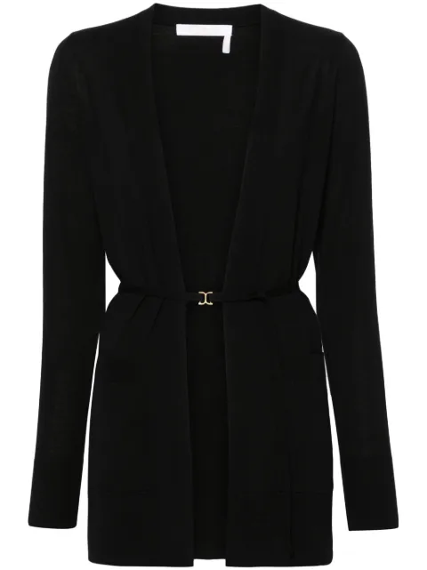 Chloé belted wool cardigan Black CHC24SMC01661
