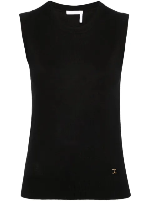 Chloé sleeveless wool knitted top Black CHC24SMH01661