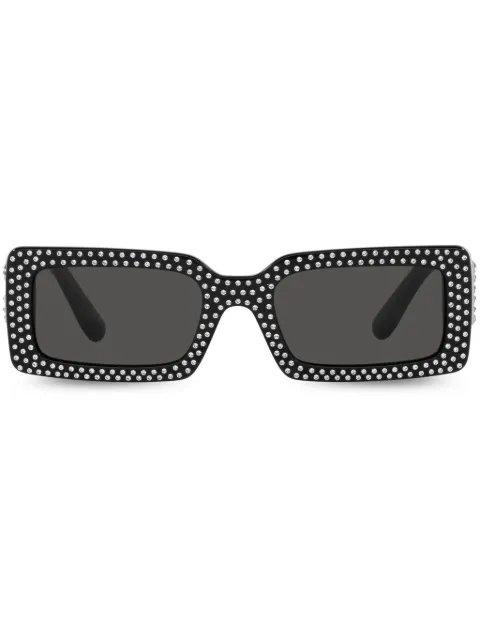 Dolce & Gabbana Eyewear crystal-embellished rectangle-frame sunglasses Black VG4447VP187