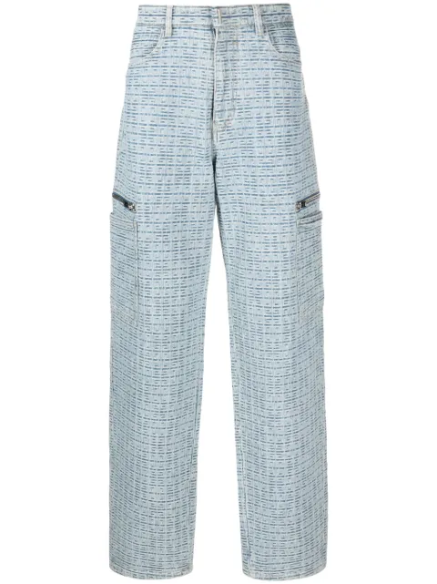 Givenchy 4G-embossed logo-plaque wide-leg jeans Blue BM517E50P9