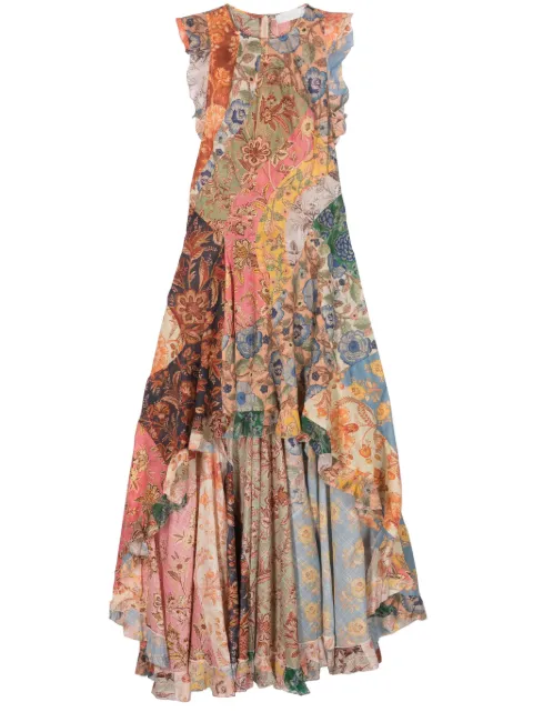 ZIMMERMANN Junie floral-print cotton midi dress Orange 9139DRS243