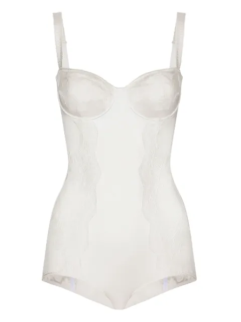 Dolce & Gabbana lace-panelled silk-satin bodysuit White O9A05TONO13W0001