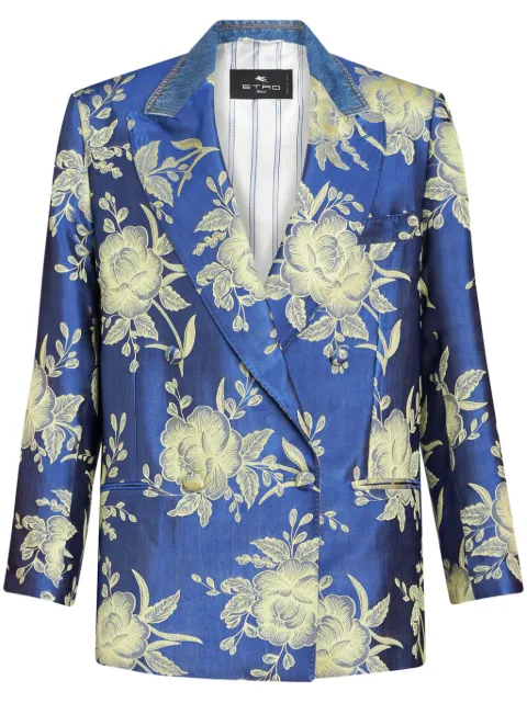 ETRO floral-jacquard double-breastred blazer Blue WRCA000699TJD44