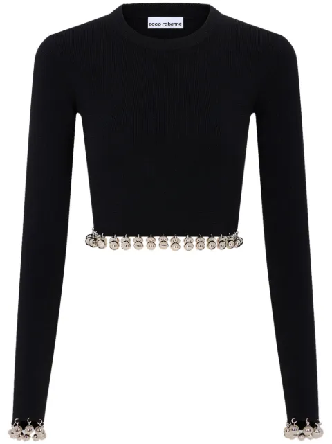 Rabanne bead-detail wool jumper Black 24SMPU256ML0262
