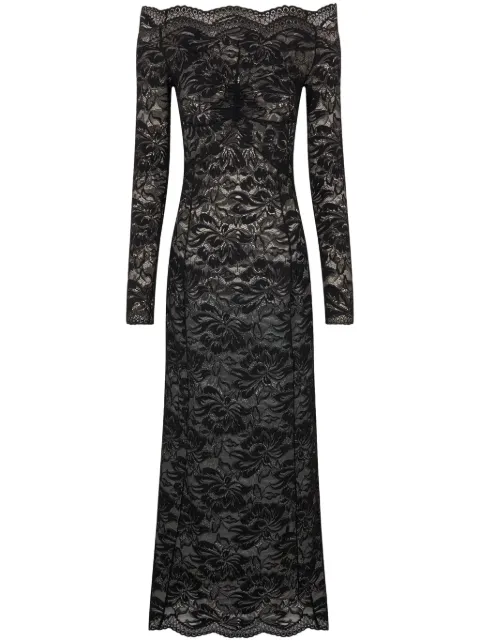 Rabanne floral-lace bardot-collar dress Black 24SJRO733PA0170