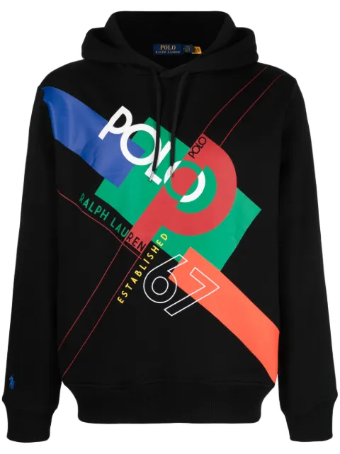 Polo Ralph Lauren logo-print cotton-blend hoodie Black 710926981001