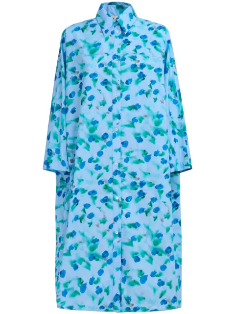 Marni reverie-print cotton shirtdress Blue ABMA1159A0UTC325