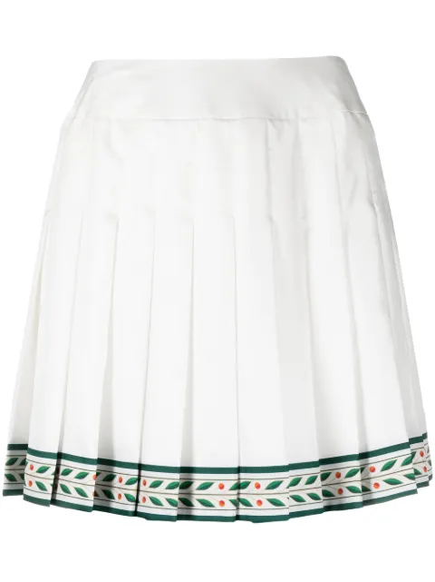 Casablanca Laurel pleated silk miniskirt White WPS24SK032