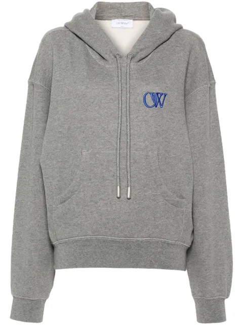 Off-White embroidered-logo cotton hoodie Grey OWBB058S24FLE0050846