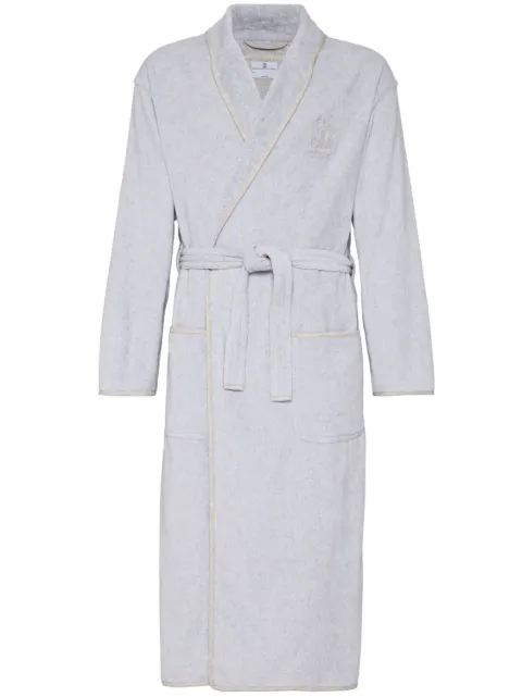 Brunello Cucinelli logo-embroidered bath robe Grey MLB925152C009