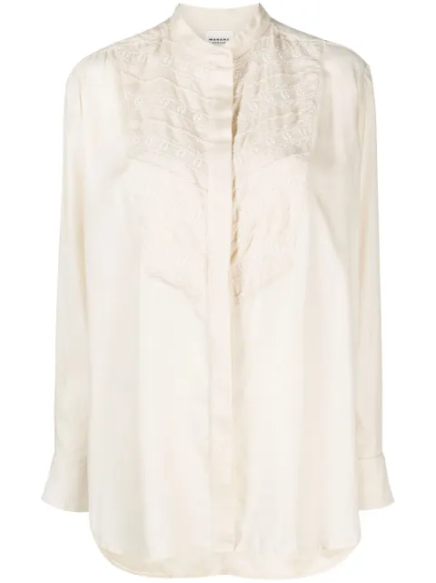 MARANT ÉTOILE Britten embroidered-detail shirt Neutrals HT0316FAB1J04E