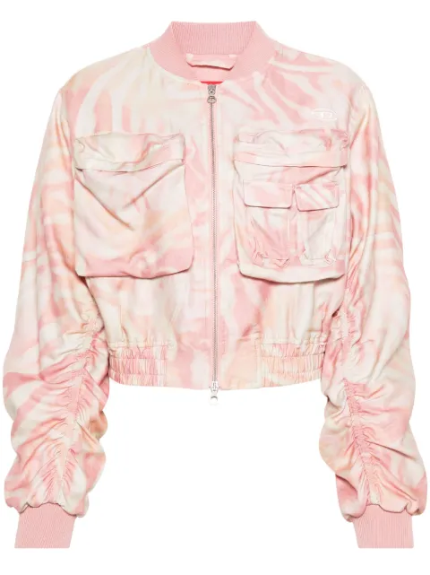 Diesel abstract-print cropped bomber jacket Pink A122140WGAL