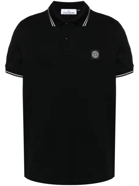 Stone Island logo-patch polo shirt Black L2S152200010S0018