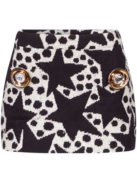 AREA Crystal Medallion jacquard miniskirt Black 2401S09289