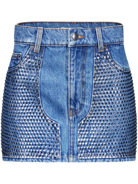 AREA crystal-embellished denim miniskirt Blue 2401S10301