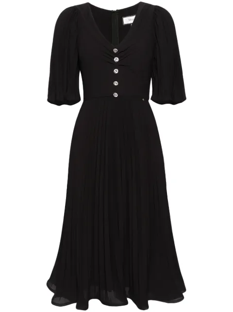 NISSA rhinestone-embellished pleated dress Black RS14763