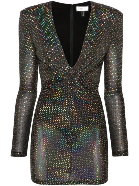 NISSA long-sleeve sequined minidress Black RS14305