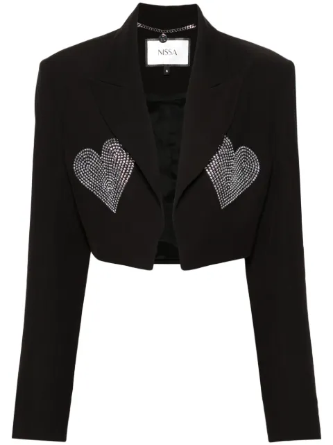 NISSA rhinestone-heart cropped jacket Black SS14769