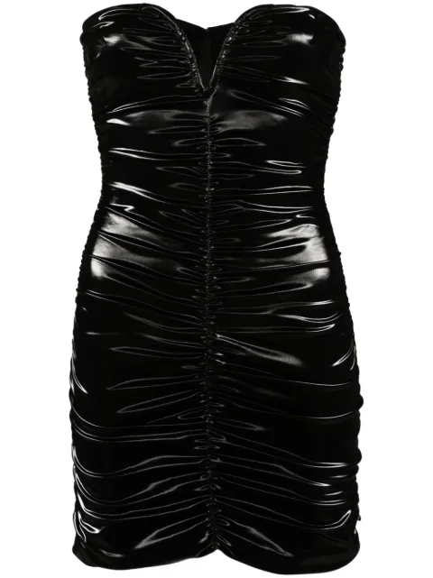 NISSA ruched faux-leather minidress Black RS15149