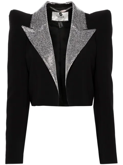 NISSA crystal-embellished cropped blazer Black SS14198