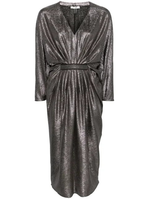 NISSA shimmer pleated midi dress Black RS14559