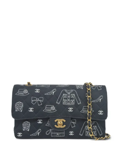 CHANEL Pre-Owned 2002 medium Double Flap Icon shoulder bag Blue 7853427