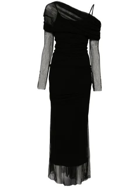 Christopher Esber off-shoulder tulle midi dress Black 24013144