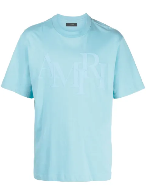 AMIRI Staggered logo-appliqué T-shirt Blue PS24MJL015
