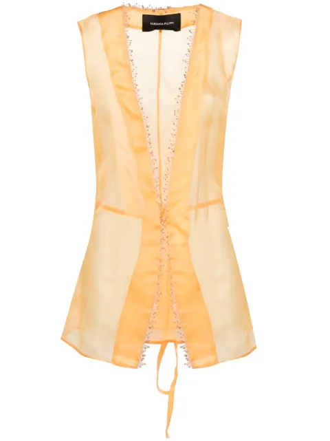 Fabiana Filippi bead-detailed silk sheer top Orange CAD274F422H4570000