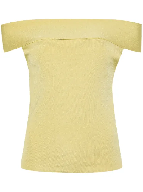 Fabiana Filippi off-shoulder fine-ribbed top Green MAD274F365D6550000