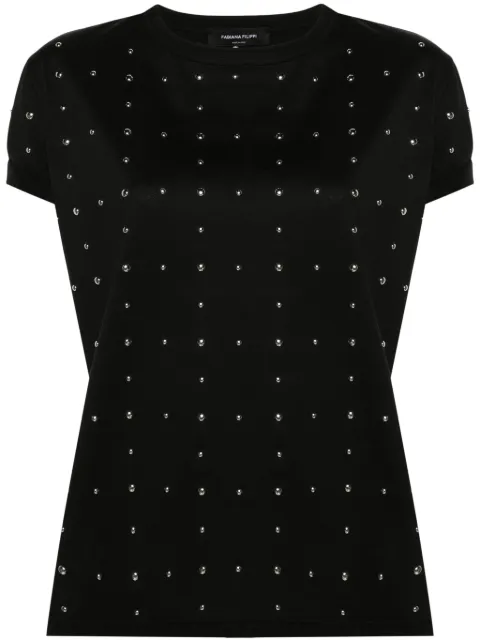 Fabiana Filippi studded cotton T-shirt Black JED274F445H4840000