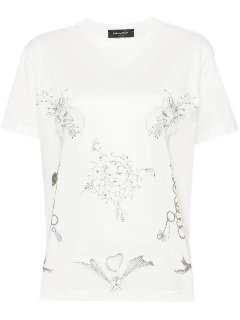 Fabiana Filippi Fabula-print cotton T-shirt White JED274F445H4450000