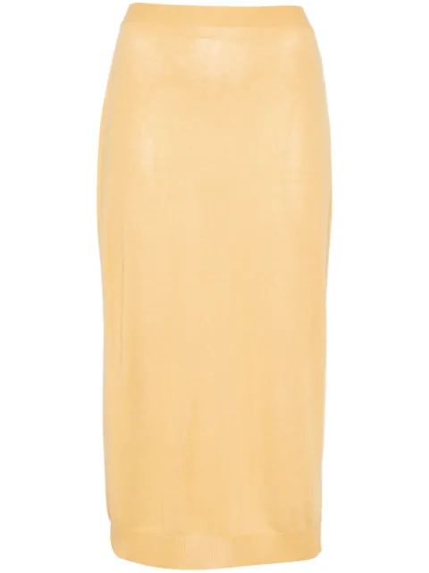 Fabiana Filippi fine-knit midi skirt Yellow GND274F723D6640000