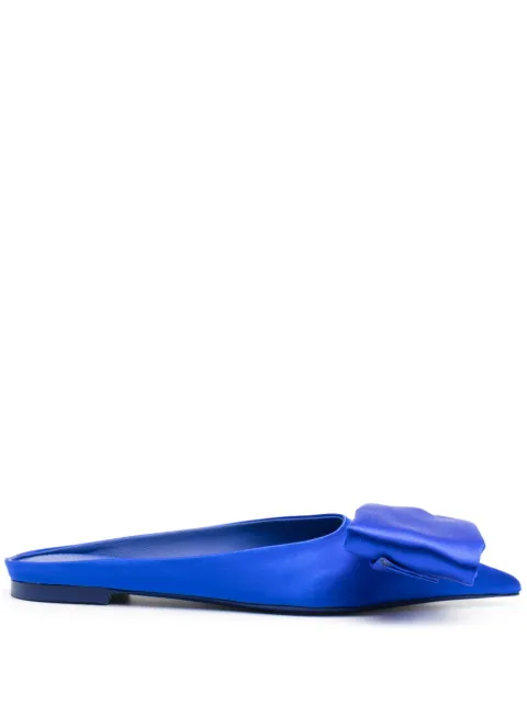 Ferragamo asymmetric-bow satin mules Blue 762983