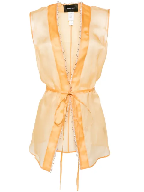Fabiana Filippi beaded-trim silk gilet Orange GCD274F583H4350000