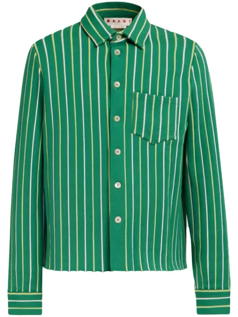 Marni striped long-sleeve shirt Green CUMG0009Q0UFV118