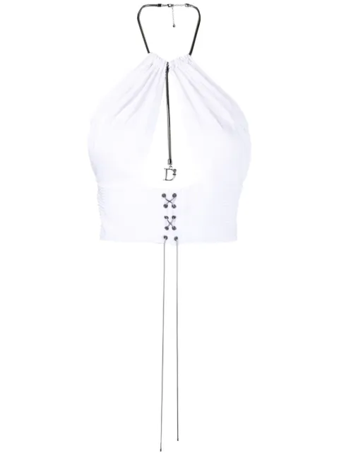 DSQUARED2 Night Out rhinestone-embellished crop top White S75NC1055S78533