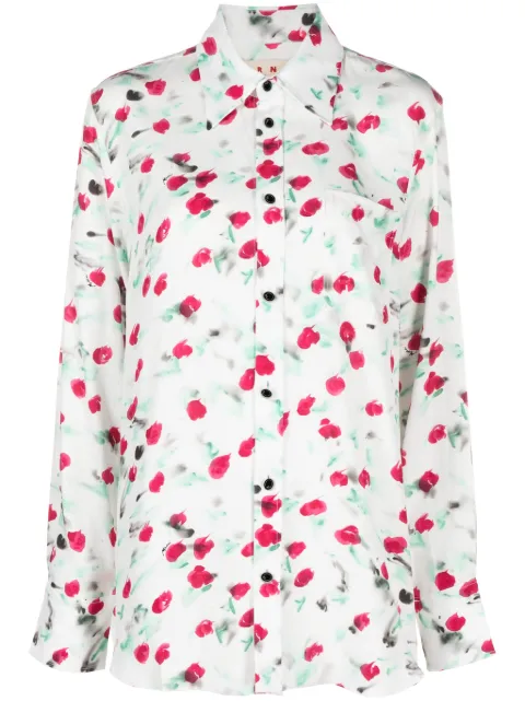 Marni logo-buttons floral-print shirt White CAMA0103A0UTVA12
