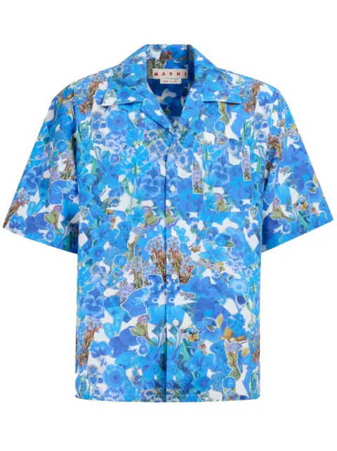 Marni floral-print cotton shirt Blue CUMU0213A5UTC375