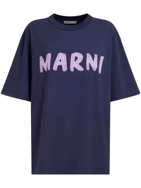 Marni deep blue organic cotton T-shirt with logo Blue THJET49EPHUSCS11L2B99