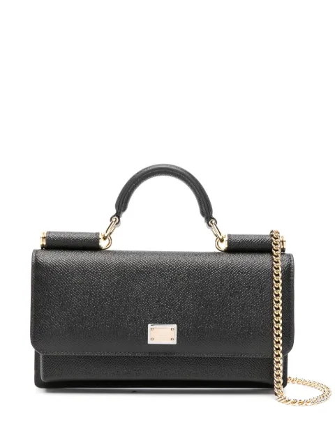 Dolce & Gabbana logo-plaque leather mini bag Black BI3280A1001