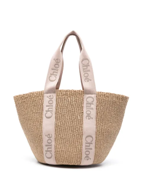 Chloé large Woody tote bag Neutrals CHC23AS380L18